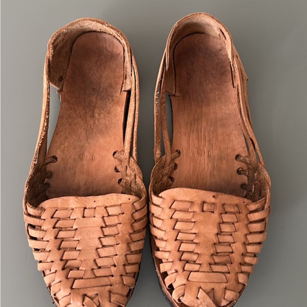Tan Woven huaraches Leather Sandals